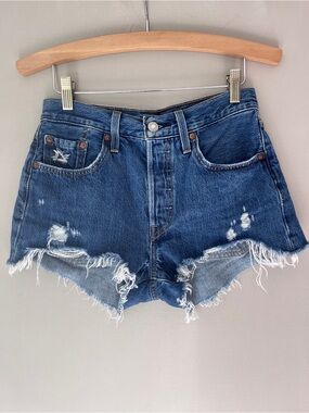 Levi’s 501 Distressed Cutoff Shorts Size 25 Raw Hem Denim Daisy Duke